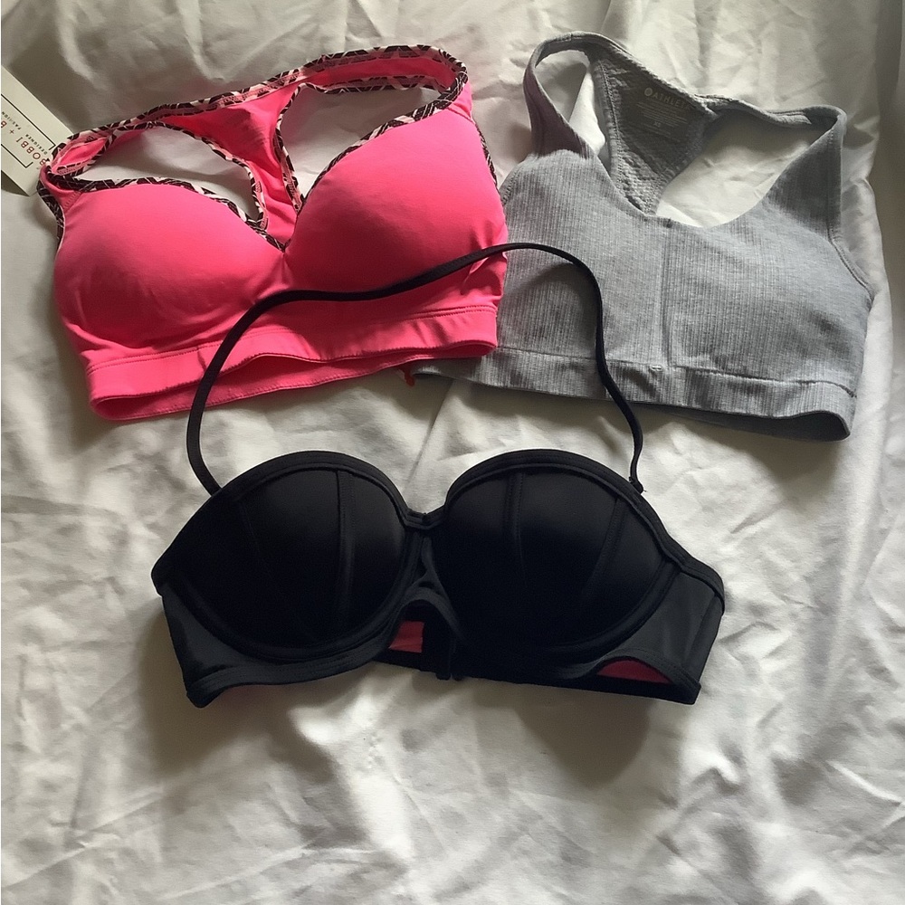 Trendy Sports Bras Set - Pink, Gray, Black